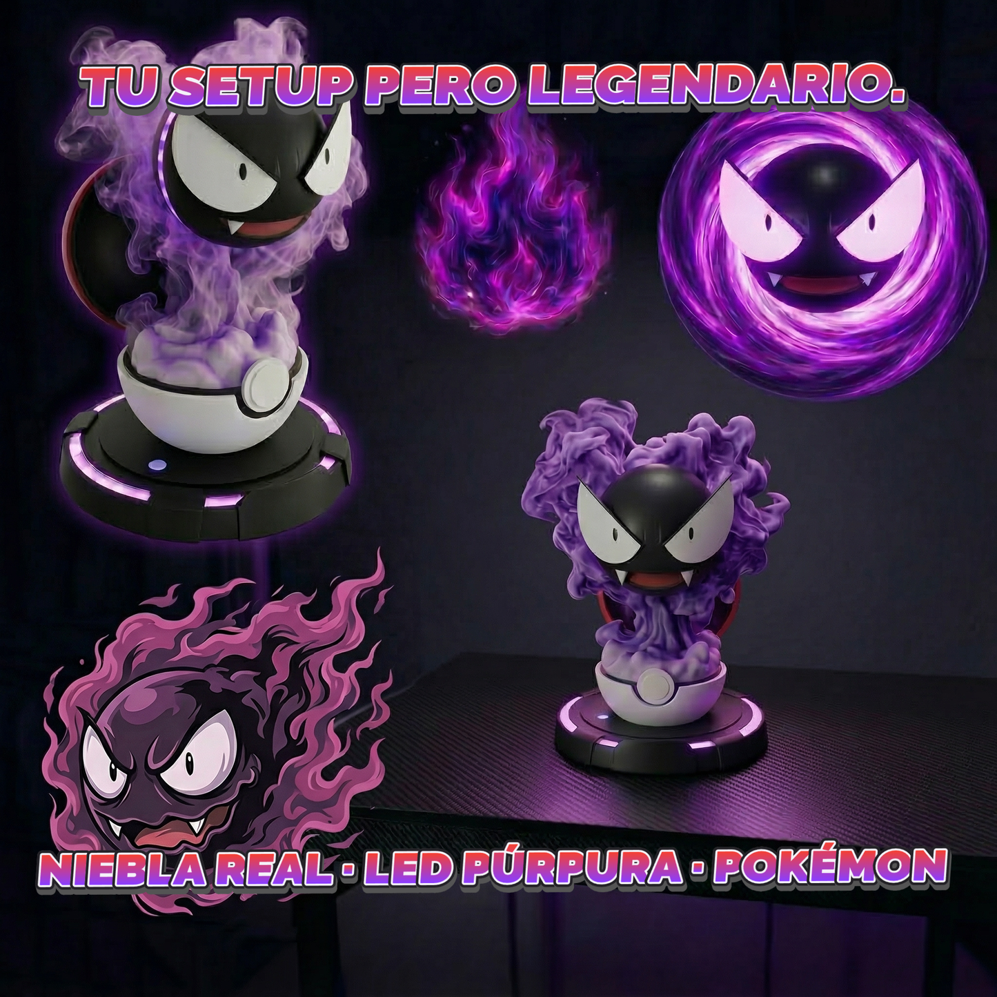 Gastly Humidifier — Niebla Real con LED Púrpura | Recargable